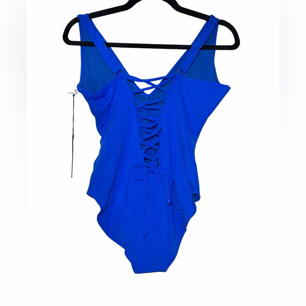 NWT Ta3 Plungey Sapphire Open Back One Piece Shapewear Swimsuit, Large Short - Picture 3 of 13